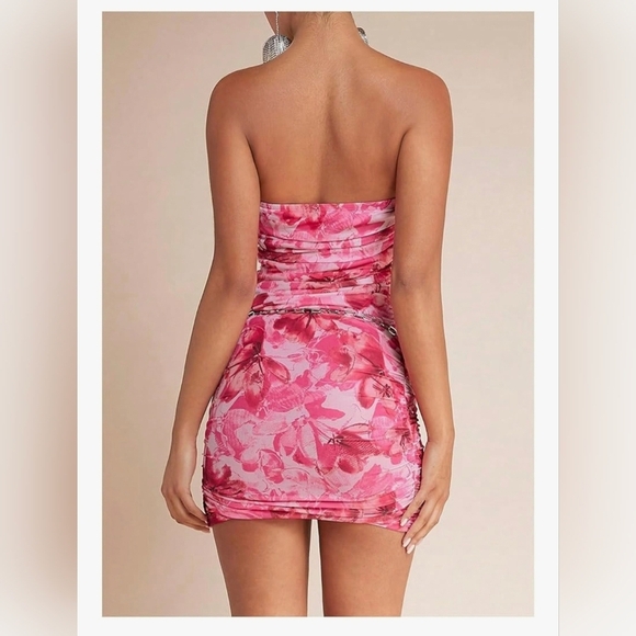 Split Hem Strapless Tube Bodycon Dress #1032 - Picture 8 of 9